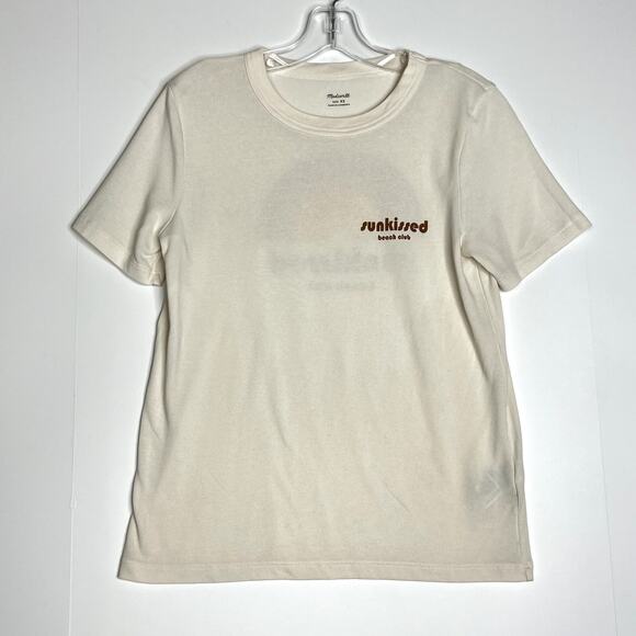 Madewell Sunkissed Beach Club Graphic Tomboy Tee Short Sleeve Crew Neck Cream - Picture 2 of 10